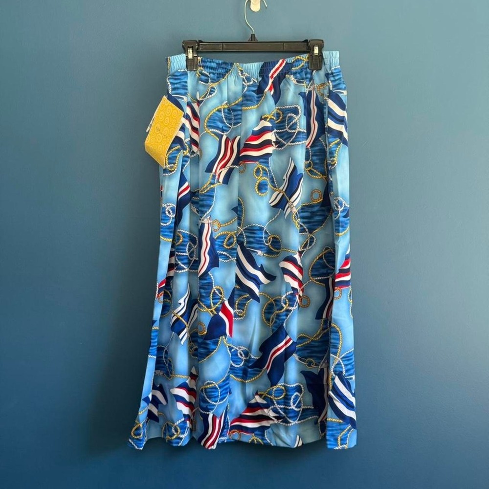Vintage 90s Nautical Skirt Women's Size XL Susan Graver NWT Patriotic Blue Red - Picture 2 of 8